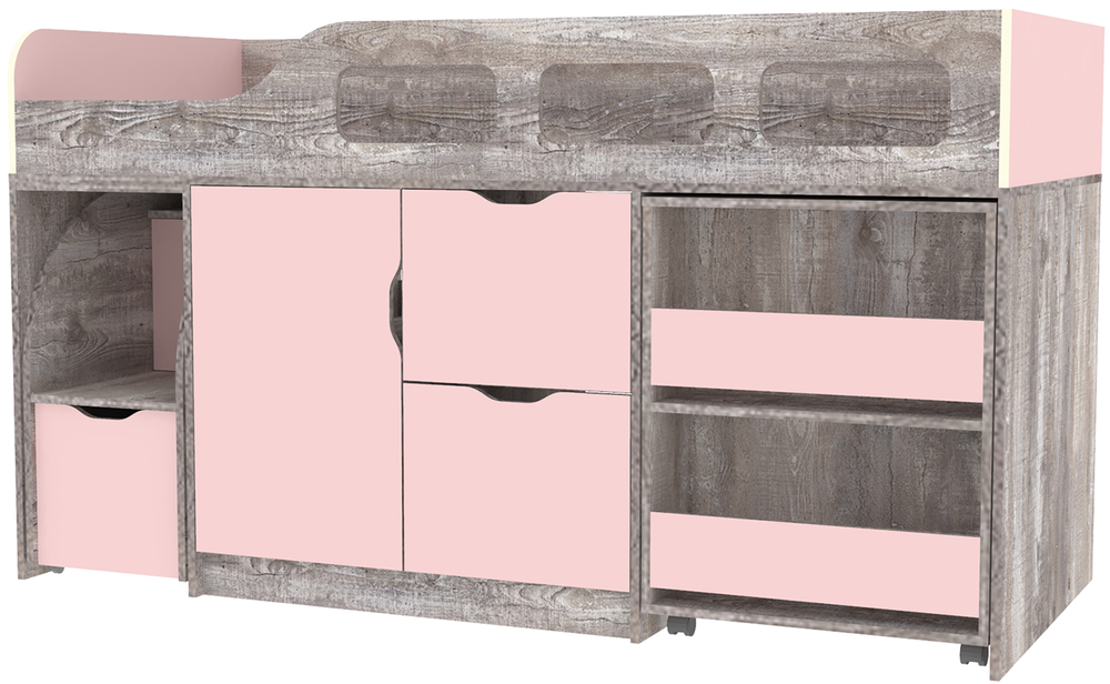 Кровать-чердак КарИВи Астра 8 Бетон Розовый