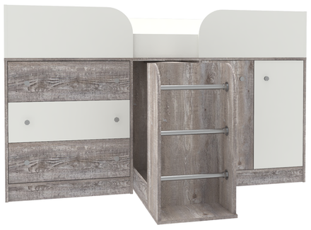 Кровать-чердак КарИВи Малыш 4 Бетон Белый