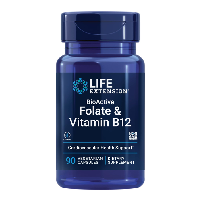 Фолат с Витамином B12, Folate &amp; Vitamin B12, Life Extension, 90вегетарианских капсул