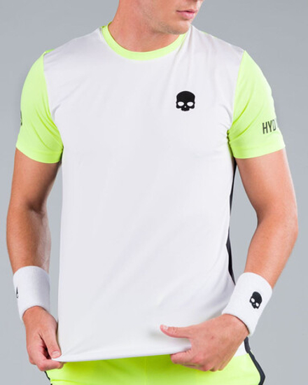 Мужская теннисная футболка Hydrogen Padel Team Tech Tee Man - white/yellow fluo
