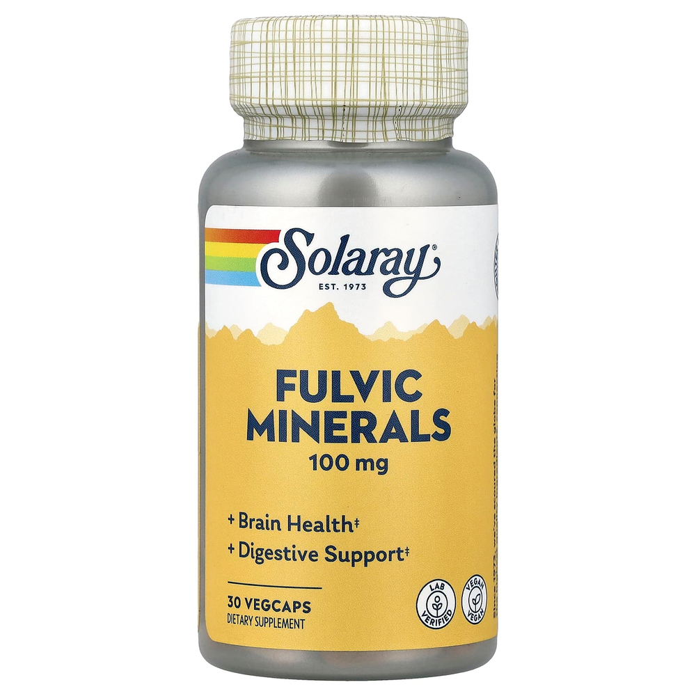 Solaray, Fulvic Minerals, 100 мг, 30 растительных капсул