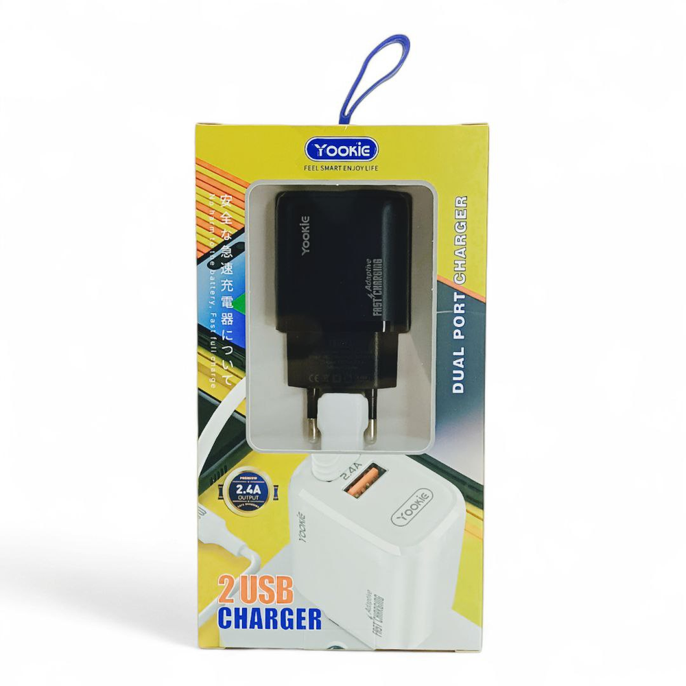 Зарядное устройство СЗУ Yookie EI6Y fast charger 2 USB 2,4A с кабелем Type c