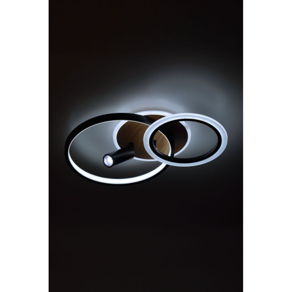 Светильник потолочный светодиодный ЭРА Модерн Rondo CLL-1 85W 3K-6,5K RC BK с ДУ черный-дерево