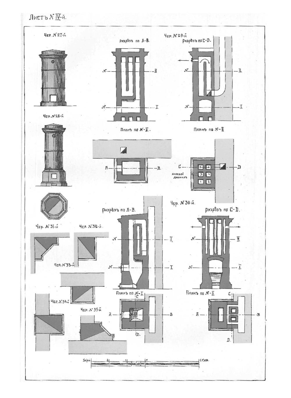 Кирпичные комнатные печи большей теплоемкости, назначенные для топки дровами, торфом, углем, нефтью и другими видами топлива | Цыганенко Иван Иустинович