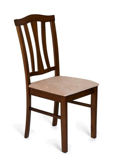 CT 8162 Стул с мягким сиденьем / Упакованный дерево гевея, 52х42х94см, Тёмный Дуб, ткань бежевая