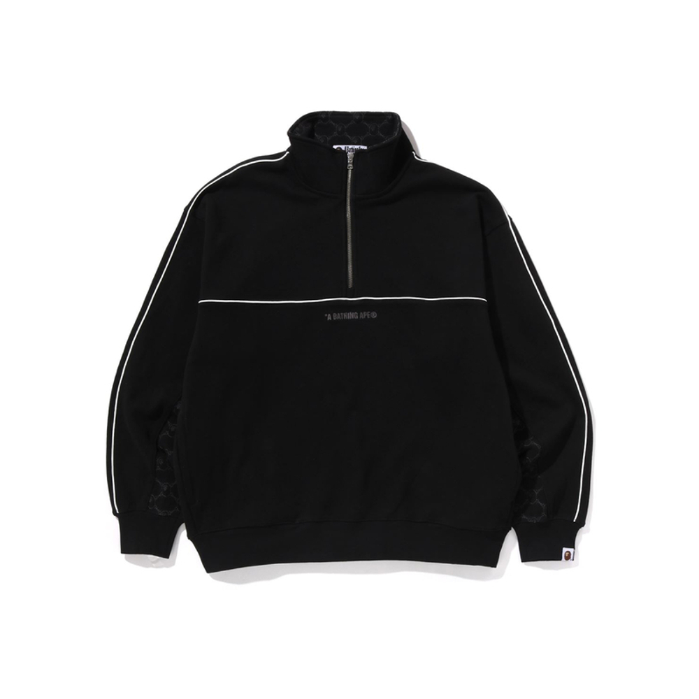 A Bathing Ape College Monogram Logo Half Zip Relax Fit Crewneck Свитшот
