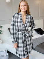 Клетчатый домашний халат из мягкого трикотажа с лёгким ворсом (Размер: S) (Цвет: разноцветный)