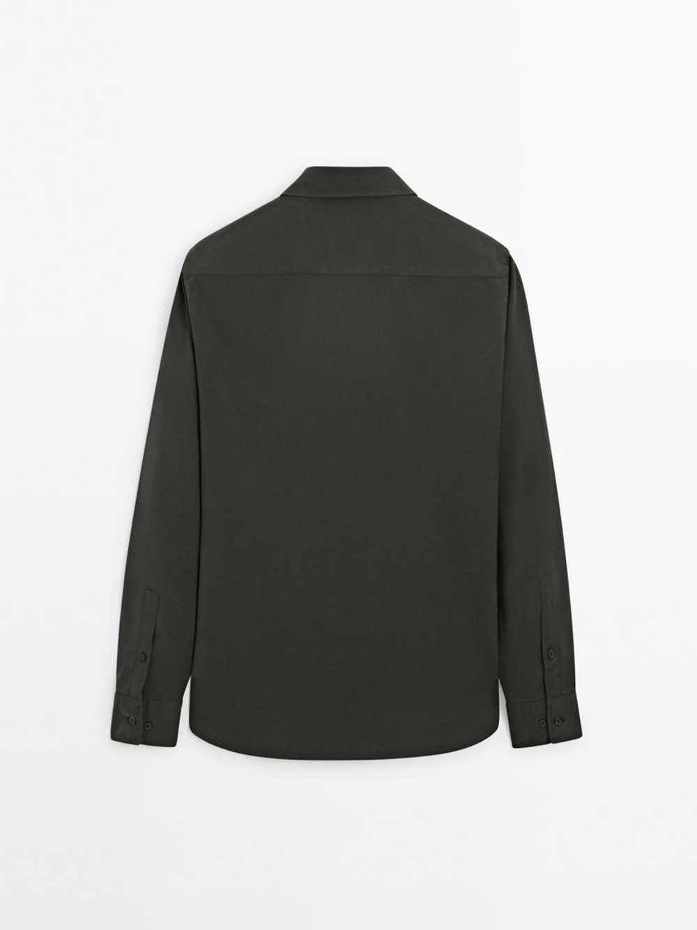 Massimo Dutti Рубашка из 100% хлопкового твила, зеленый