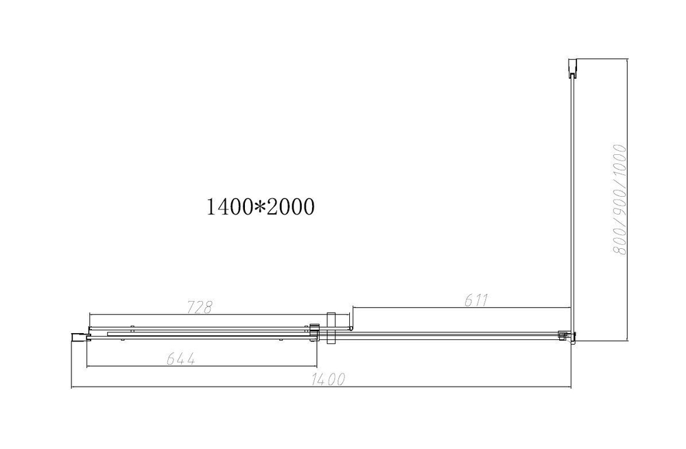 Душевой уголок Dice VSR-4D1014CL, 1400*1000, хром, стекло прозрачное, , шт