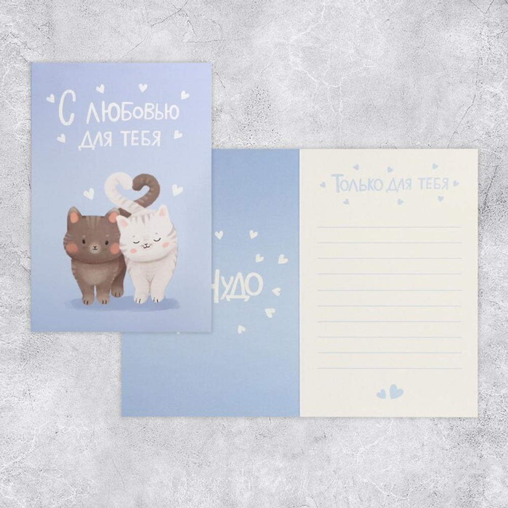 Открытка средняя «С любовью для тебя», котики, 12 х 18 см