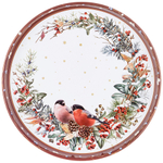 Поднос сервировочный Agness "Снегири" красный 33х2.1см