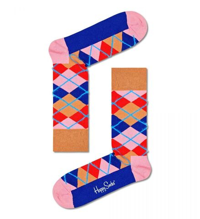 Розовые носки унисекс Argyle Sock с цветными клетками (Размер: 25) (Цвет: розовый)