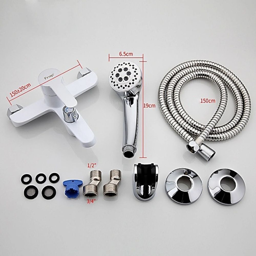 Смеситель для ванны, Frap, корот изл, с картриджем, бел, F3241