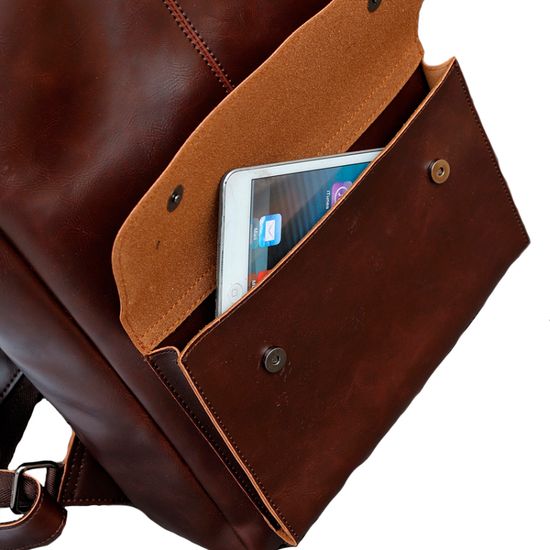 Крафтовый рюкзак из экокожи Тэгу. Тёмно-коричневый