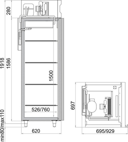 Холодильный шкаф Polair CV105-G (нерж)