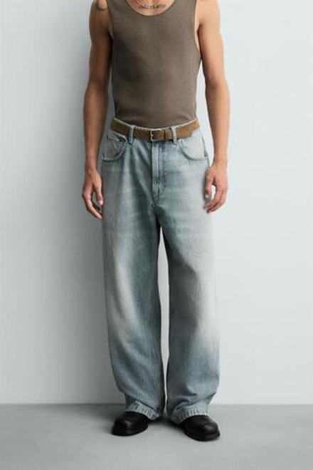 ZARA ДЖИНСЫ BAGGY FIT, ВОДЯНИСТО-ГОЛУБОЙ