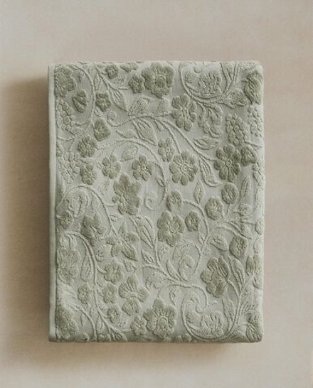 Zara Home - Жаккардовое банное полотенце с цветочным рисунком, зеленый, 50х90 см