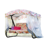 Качели садовые OLSA 3-х местные Турин Премиум FLOWER(каркас антрацит, м/э разноцветный рис.цветы)2 уп.