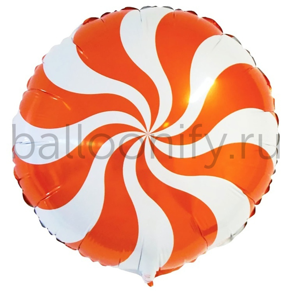 Фольгированная фигура, круг, Конфета оранжевая/FM,18"/46СМ