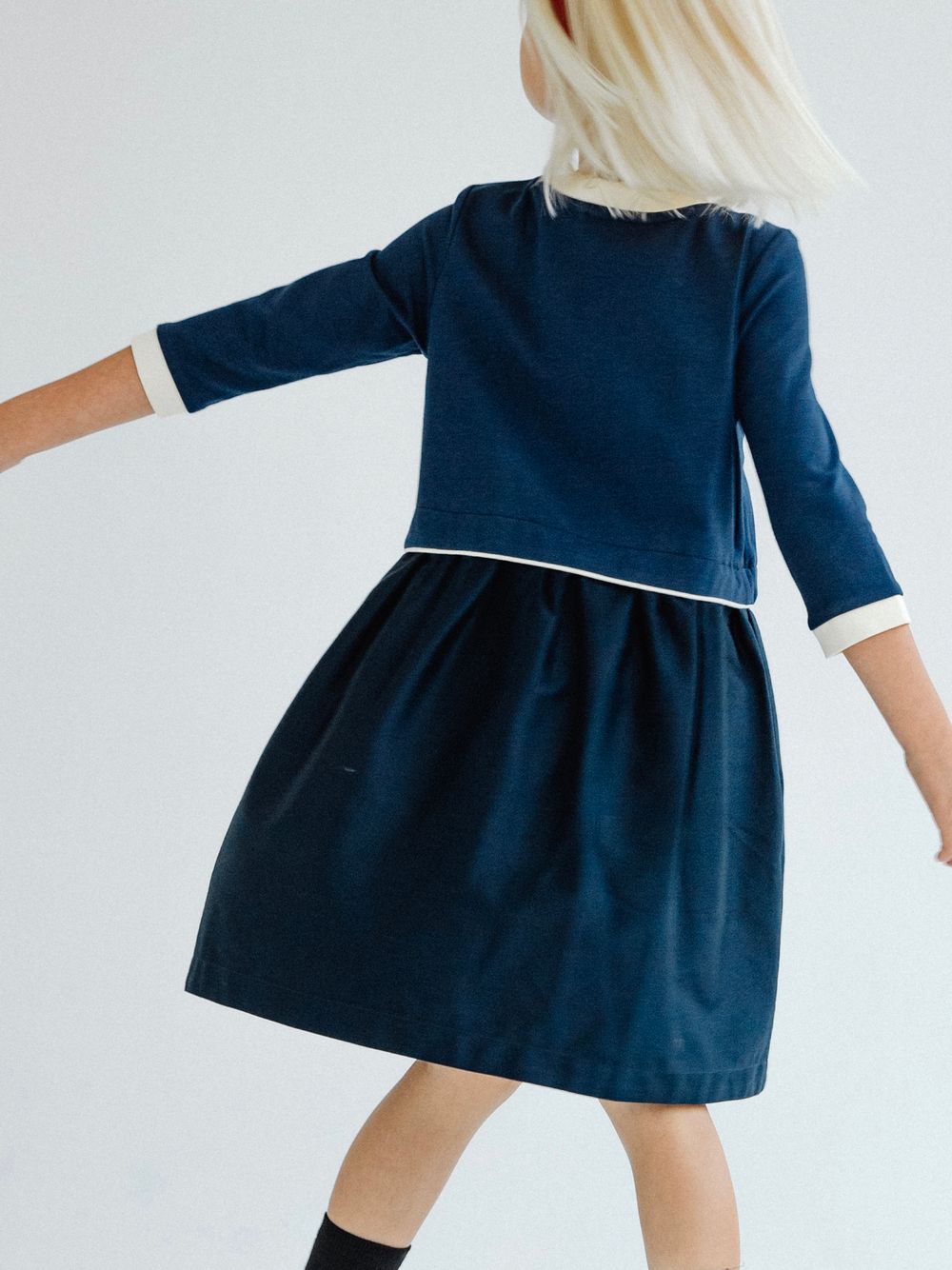 Платье с кантом ТЕМНО-СИНИЙ