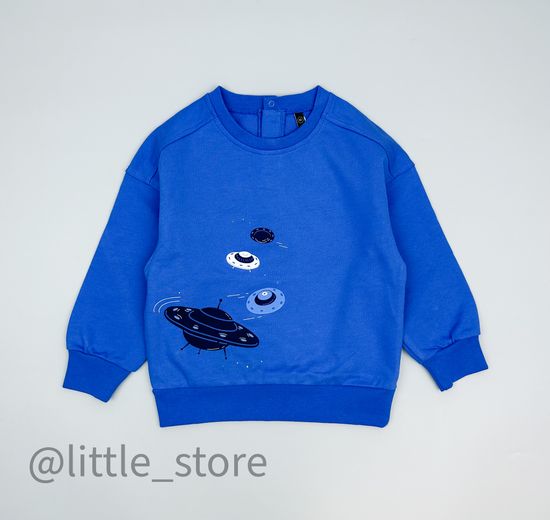 Свитшот из футера "Космические брызги" ярко-голубой