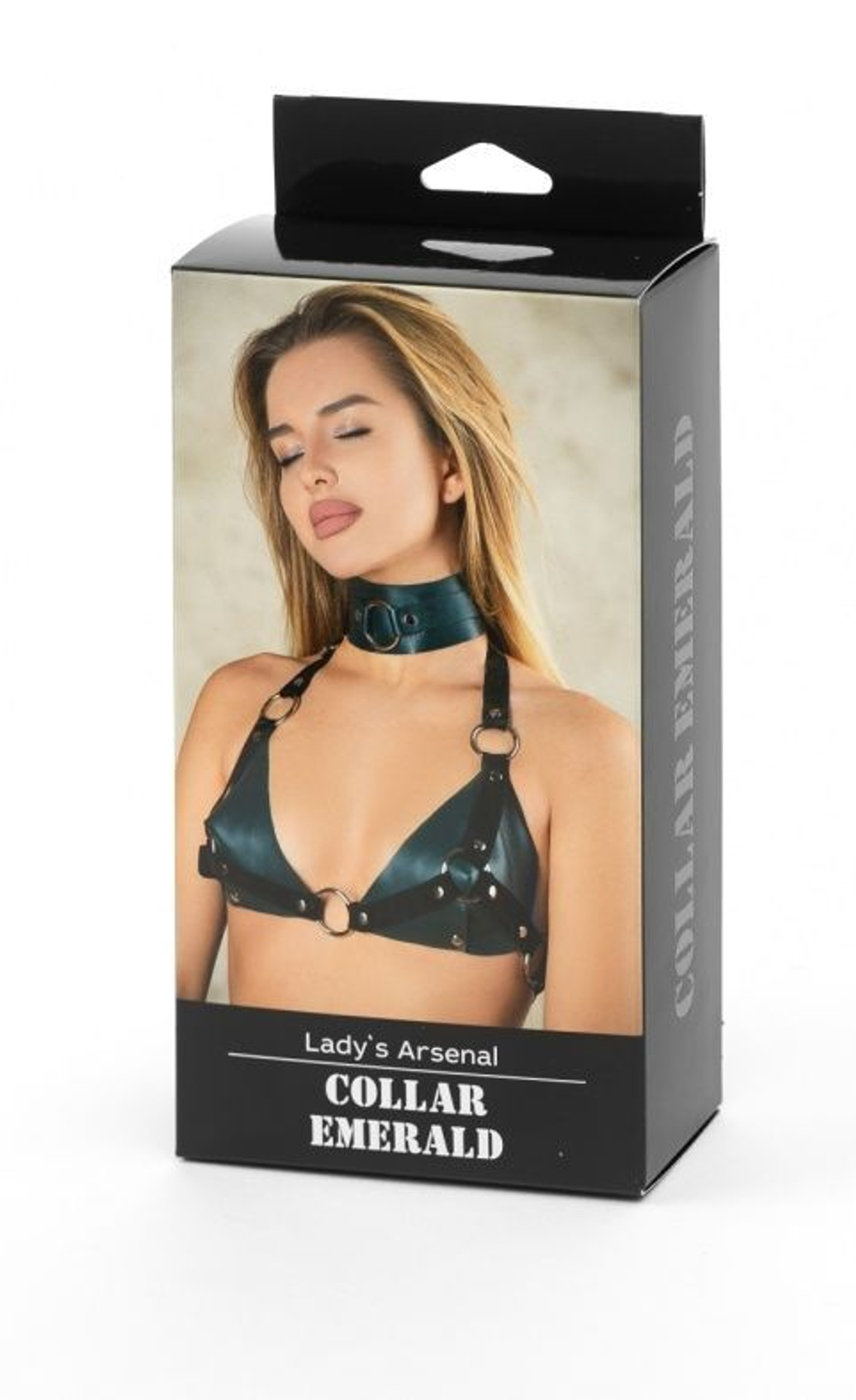 Ошейник Collar Emerald БДСМ Арсенал, изумрудный, с кольцом