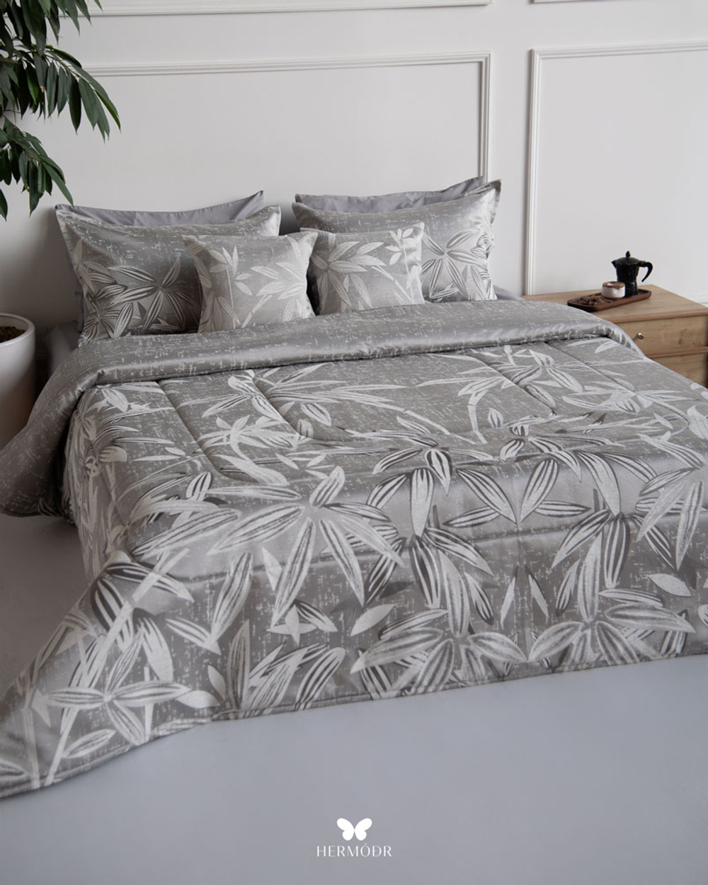 Комплект постельного белья двуспальный Konar Nescafe Gray Hermodr 8 предметов 130220325 Иран