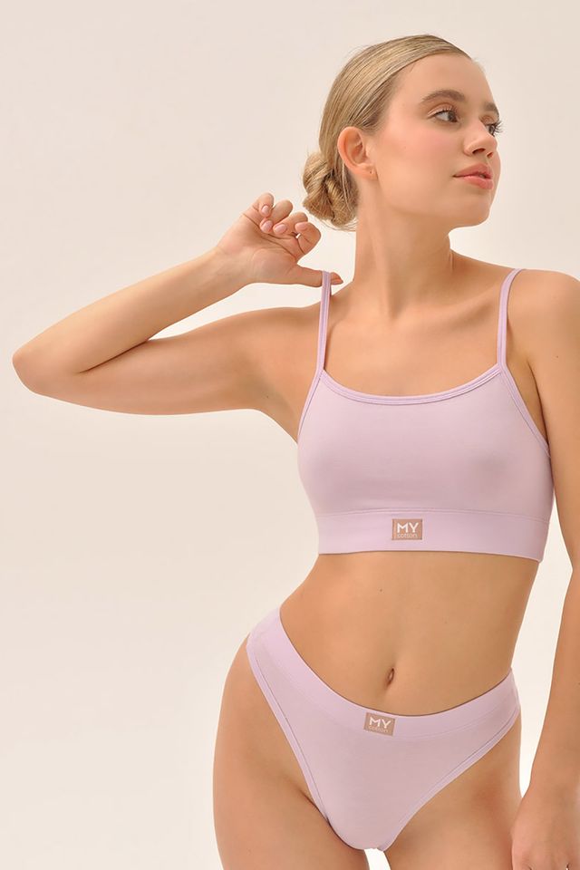 Трусы-бразилиано с классической посадкой цвета черничный йогурт