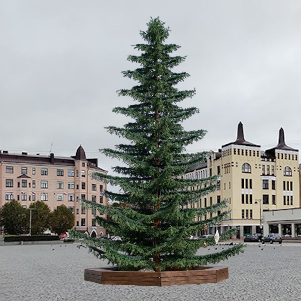 Уличная ствольная елка со скамейкой "Лесная"