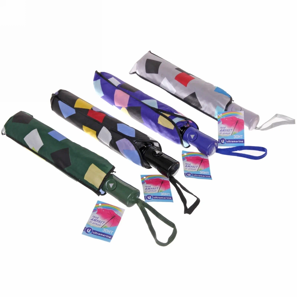 Зонт женский полуавтомат «Ultramarine - Геометрия», микс 6 цветов, 8 спиц, d-100см, длина в слож. виде 68см