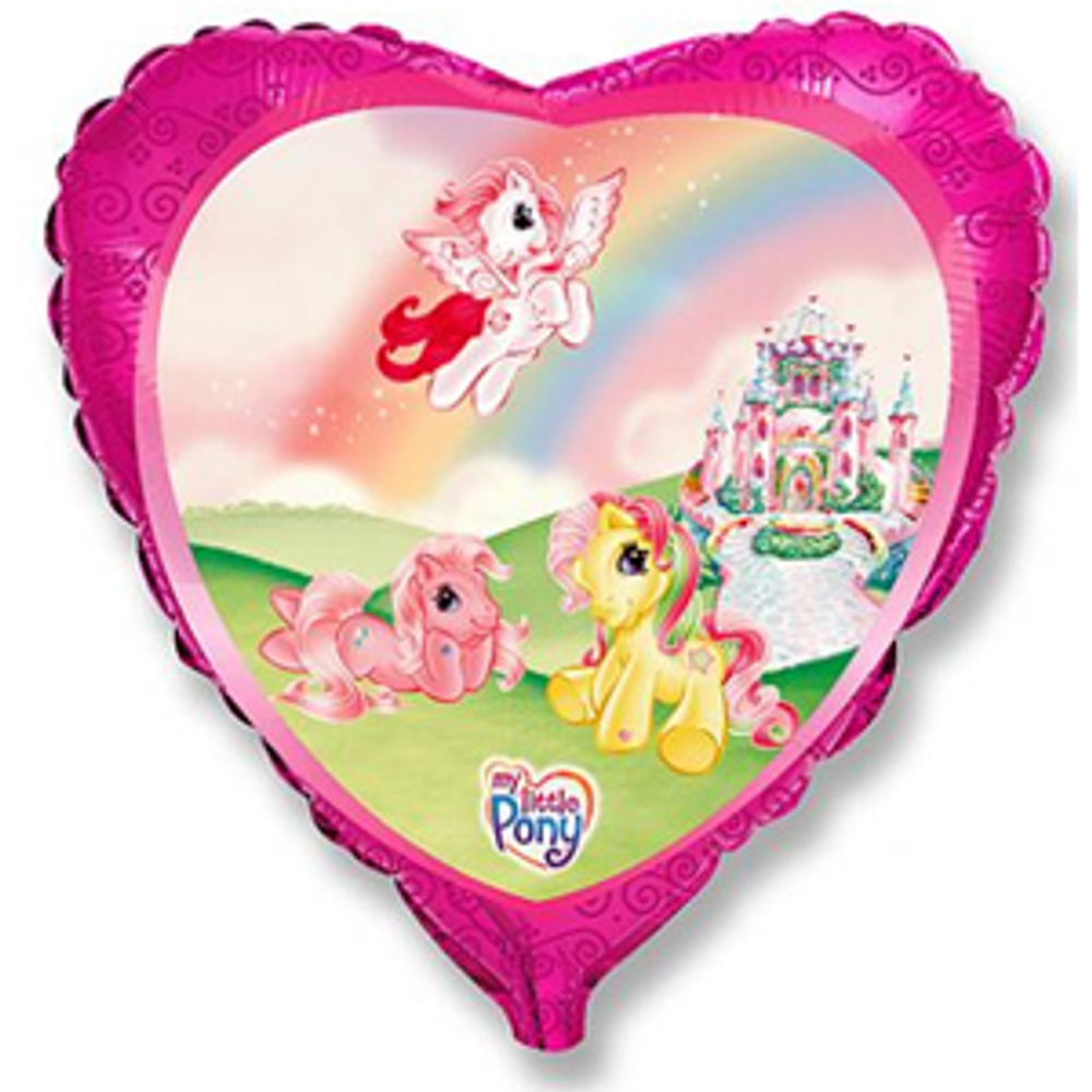 Шар (18""/46 см) Сердце, My Little Pony, Лошадки в сказочном замке, Розовый, 1 шт. Д29