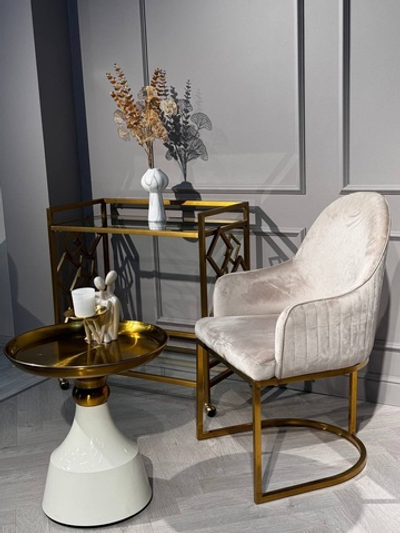 Стул обеденный Пандора,бежевый , матовое золото