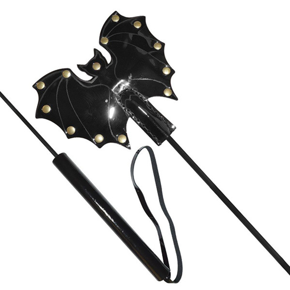 Стек 60см с черным лаковым кожаным шлепком Летучая мышь Sitabella BDSM Accessories 3338-10