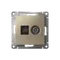 Розетка компьютерная + телевизионная 2-м СП AtlasDesign RJ45 кат.5E + TV механизм шампань SE ATN000589