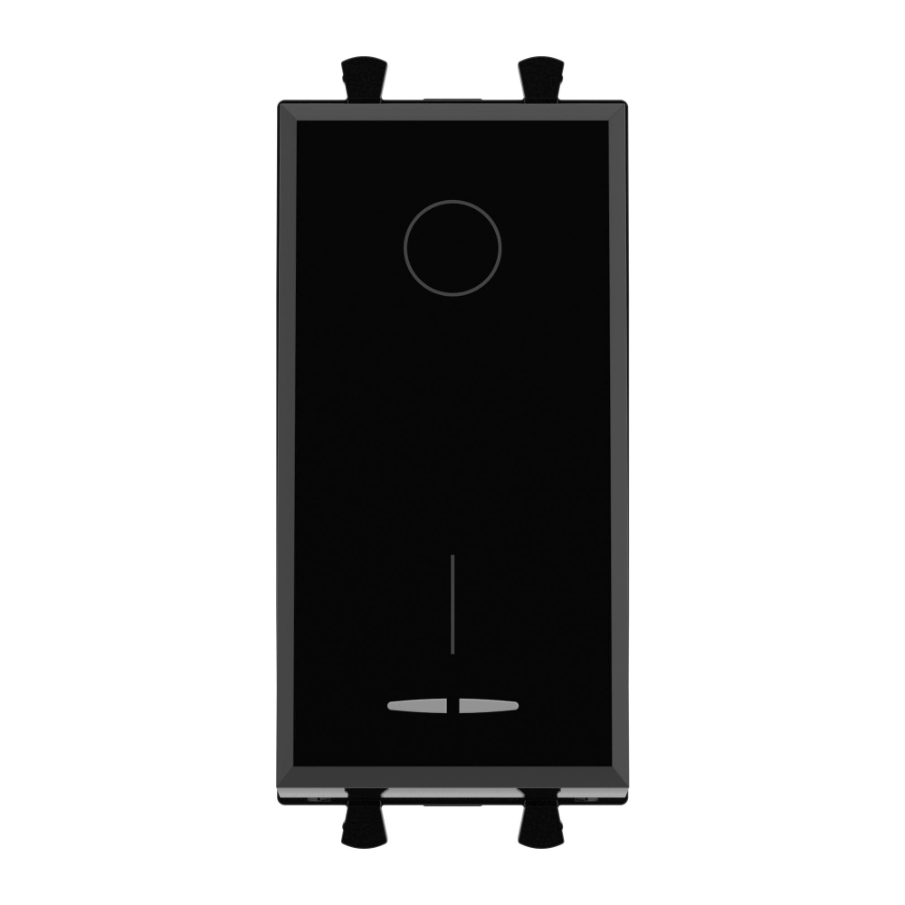 Выключатель двухполюсный одноклавишный модульный, "Avanti", "Черный квадрат", 1 модуль