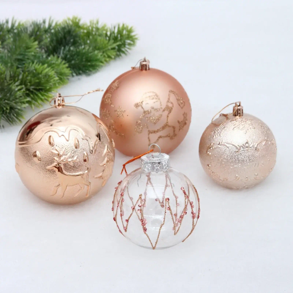 Набор шаров «Wonderful highlights» 8 см + 10 см (24 предмета), Шампань