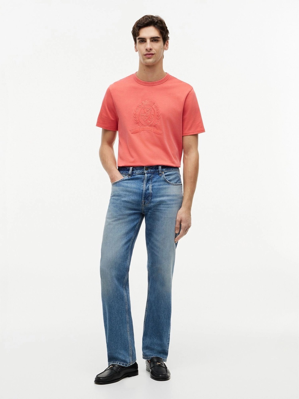 Футболка Tommy Hilfiger Laurel Leaf Logo Garment- Dyed Coral