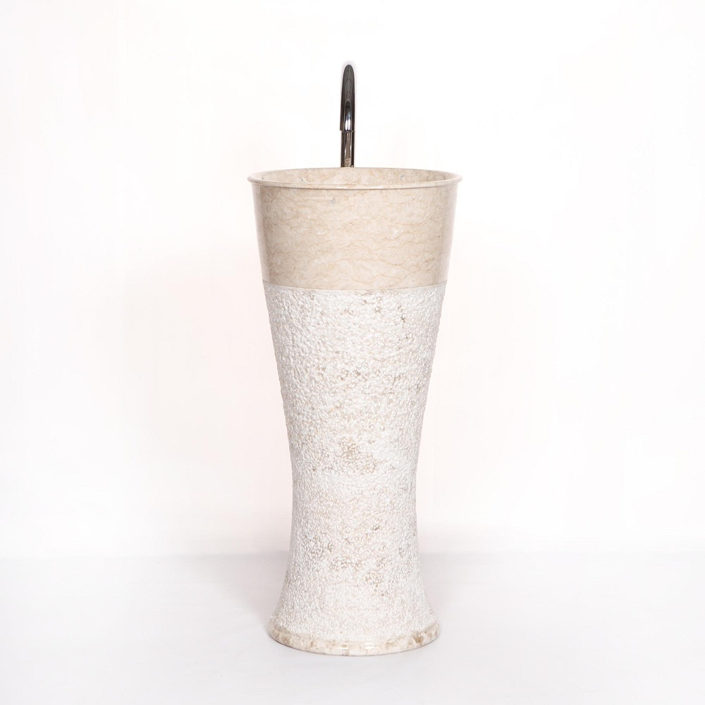 Раковина напольная из мрамора Pedestal Dandang Cream/Cream MN-03219 (40*40*90 см)