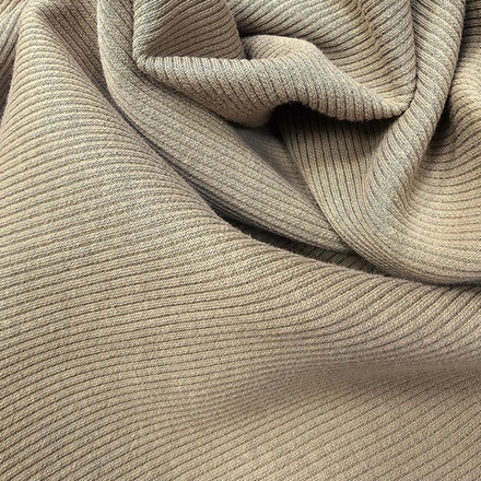 Трикотаж Джерси Бежевый в рубчик