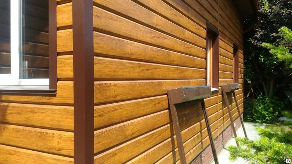 Сайдинг металлический L -Брус ХL ECOSTEEL Текстурированный 0,5мм Золотой дуб (в наличии)