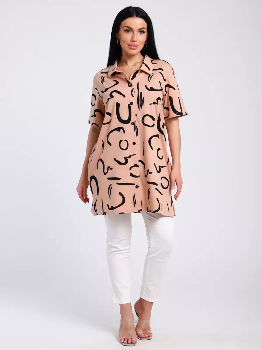 Туника-рубашка хлопок большие размеры