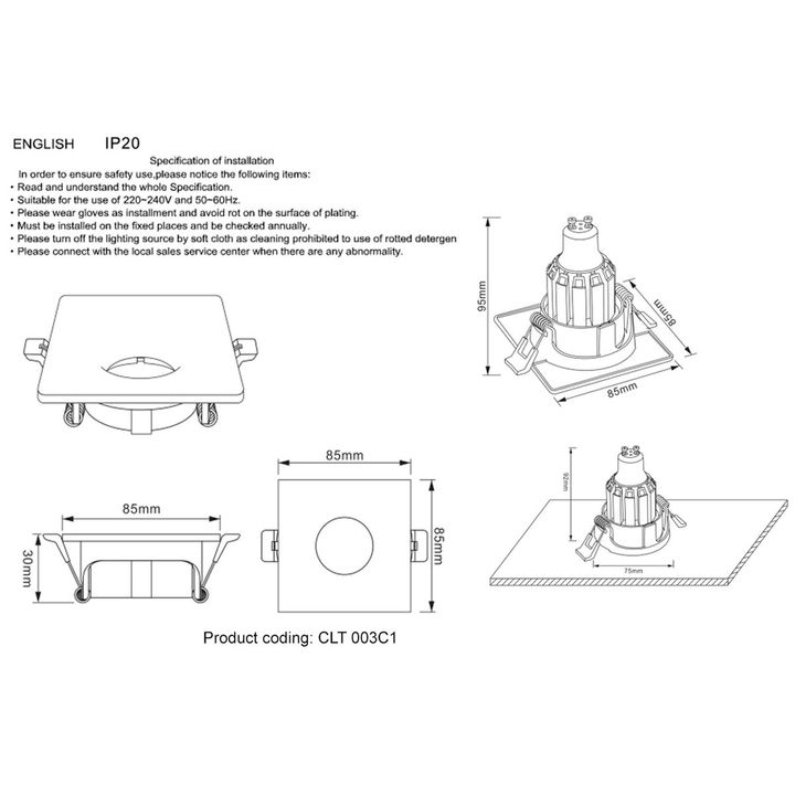 Встраиваемый светильник Crystal Lux CLT 003С1 WH