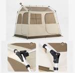 Палатка Naturehike Village 5.0 4-местная, алюминиевый каркас, снежная юбка, бежевая