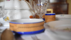 Малая фарфоровая пиала или миска для завтрака с берестой. Коллекция Лермонтовская или Тарханская.