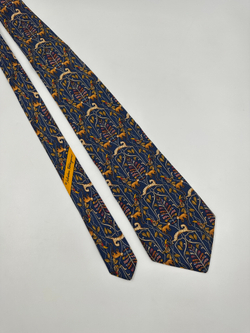 Галстук синий «Животные» Salvatore Ferragamo