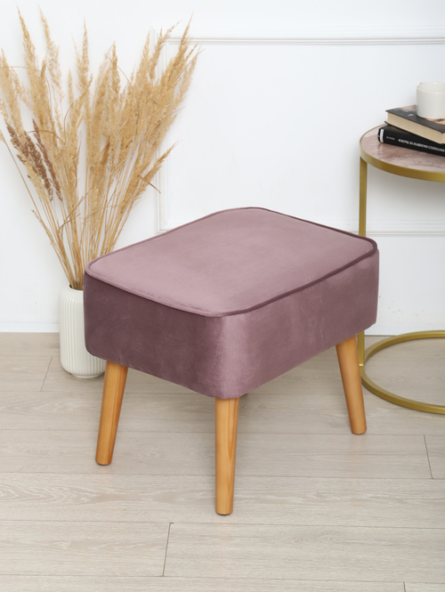Пуф "Donatello"антивандальный велюр Lilac/натурал. Для кухни, прихожей, салона красоты, офиса. 53х41х44см