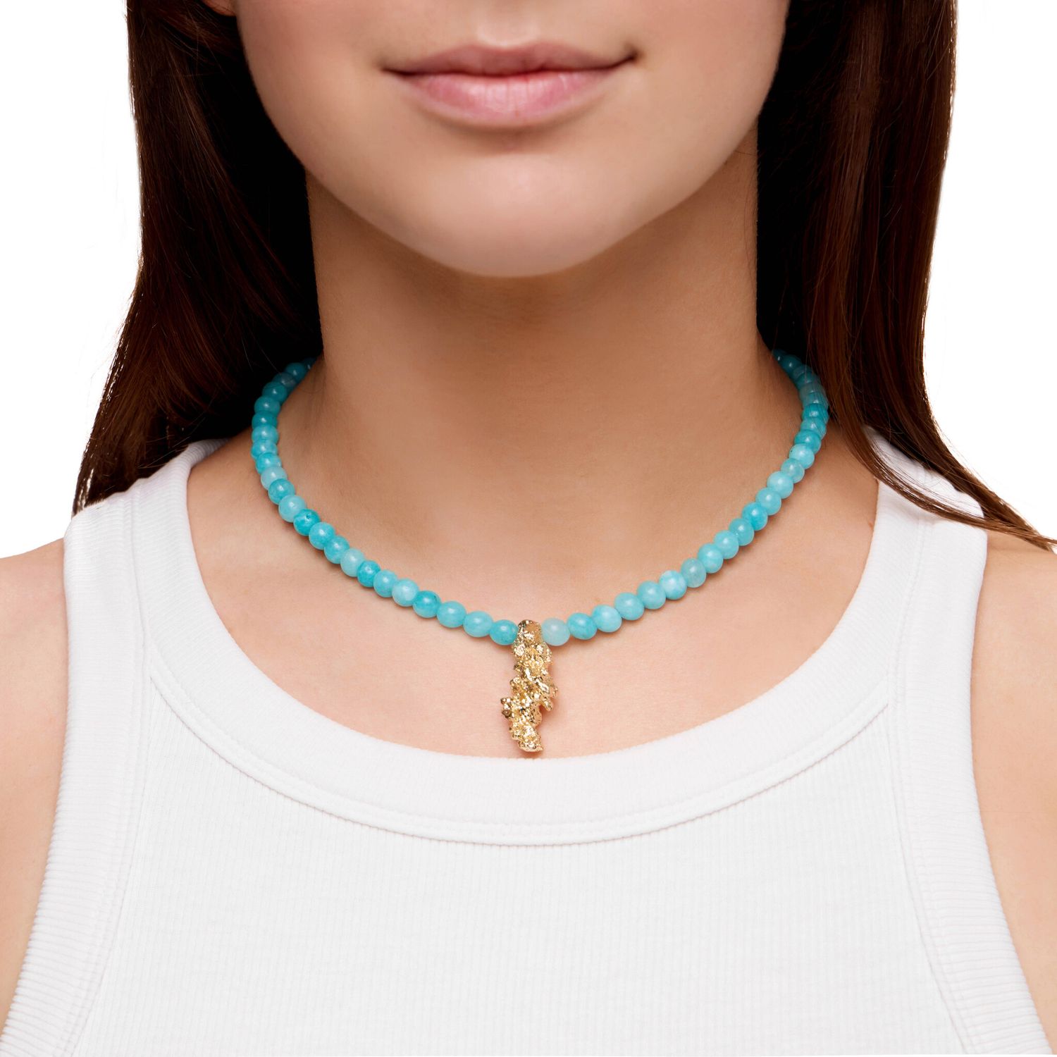 Колье Gold Coral Necklace - Teal