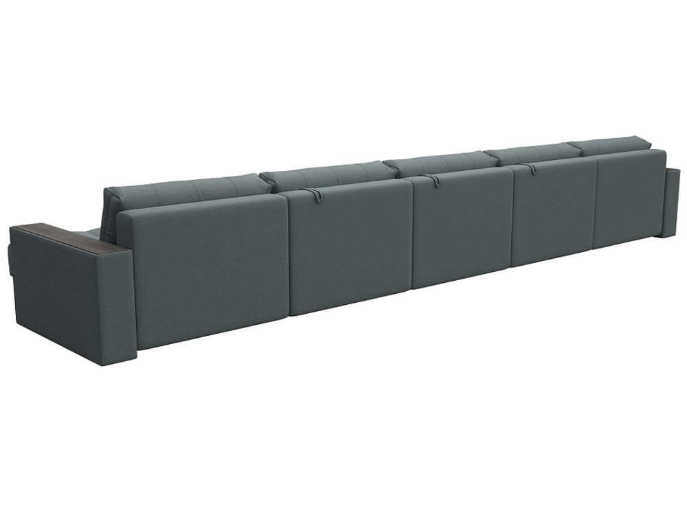 Диван П-образный с декором Лига-049 НПБ Мегалонг, Амур 07 РОГОЖКА серый