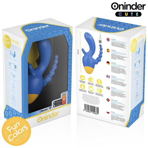 Мини-вибратор Oninder с анальным хвостом, синий, 13 см