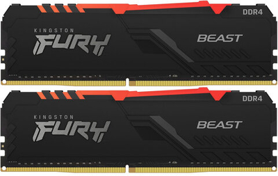Оперативная память Kingston FURY Beast DDR4‑3600 — 32 ГБ / 64 ГБ / 128 ГБ чёрная RGB‑версия